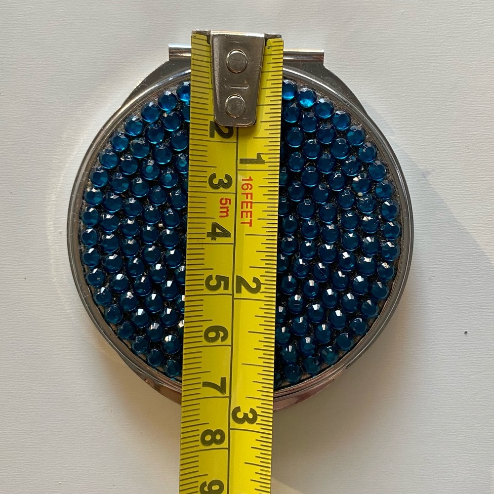 Blue Rhinestone Compact Double-Sided Mirror - Picture 5 of 5